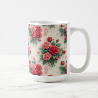 Elegante rosa und rote Rosensträuße Kaffeetasse