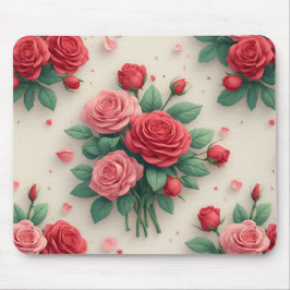Elegante rosa und rote Rosensträuße Mousepad