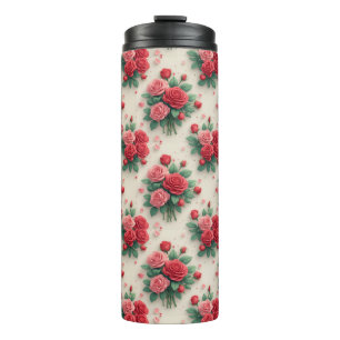 Elegante rosa und rote Rosensträuße Thermosbecher