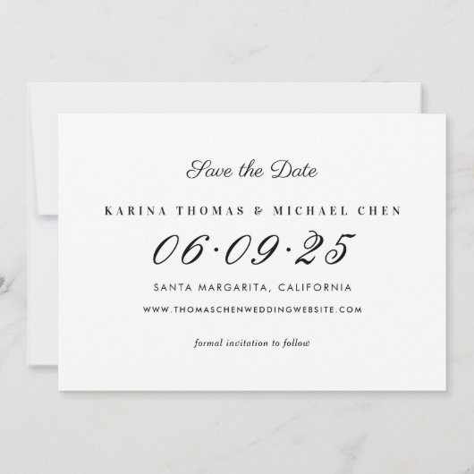 Elegante Rosa- und Schwarz-Hochzeit-FotoCollage Save The Date (Rückseite)