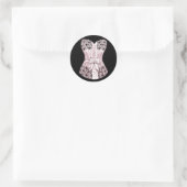 Elegante Rosa- und Schwarz-Korsett-Sticker Runder Aufkleber (Tasche)