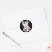 Elegante Rosa- und Schwarz-Korsett-Sticker Runder Aufkleber (Umschlag)