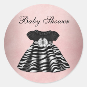 Elegante Rosa und Schwarze Baby Shower Aufkleber