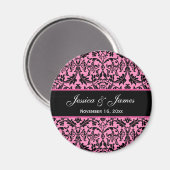Elegante Rosa und schwarze Damaske Hochzeit A04 Magnet (Vorderseite/Rückseite)