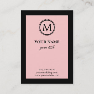 Elegante rosa und schwarze Monogramm-Visitenkarten Visitenkarte