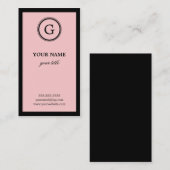 Elegante rosa und schwarze Monogramm-Visitenkarten Visitenkarte (Vorne/Hinten)