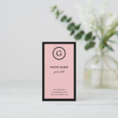 Elegante rosa und schwarze Monogramm-Visitenkarten Visitenkarte (Stehend Vorderseite)