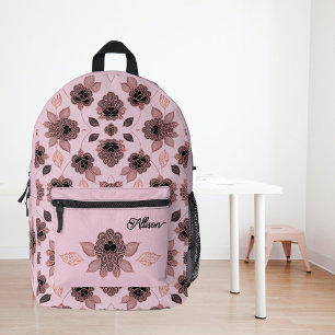 Elegante rosa und schwarze Spitze im Vintage-Stil Bedruckter Rucksack