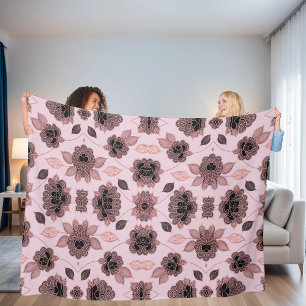 Elegante rosa und schwarze Spitze im Vintage-Stil Fleecedecke