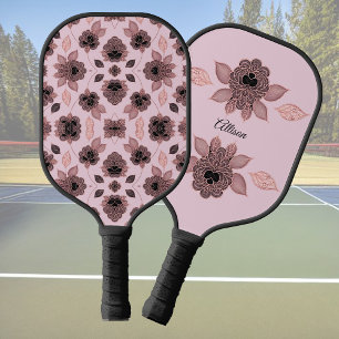 Elegante rosa und schwarze Spitzen im Vintagen Sti Pickleball Schläger