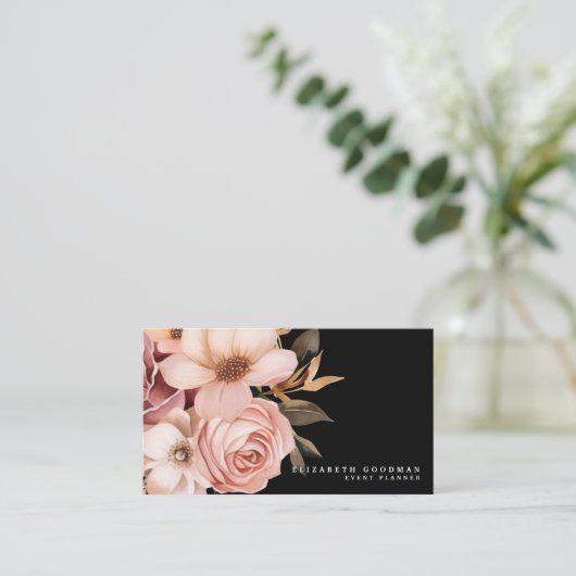 Elegante rosa und schwarze Visitenkarten Visitenkarte (Stehend Vorderseite)