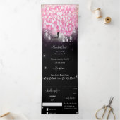 Elegante Rosa- und Schwarzherzleaf-Hochzeit Dreifach Gefaltete Einladung (Innenseite)