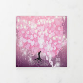 Elegante Rosa- und Schwarzherzleaf-Hochzeit Dreifach Gefaltete Einladung (Cover)