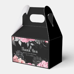 Elegante rosa und silberne Blumen Geburtstag Geschenkschachtel