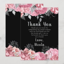 Elegante rosa und silberne Blumen Sweet Sixteen