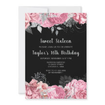 Elegante rosa und silberne Blumen Sweet Sixteen