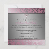 Elegante rosa und silberne laden mit Diamant-Bogen Einladung (Rückseite)