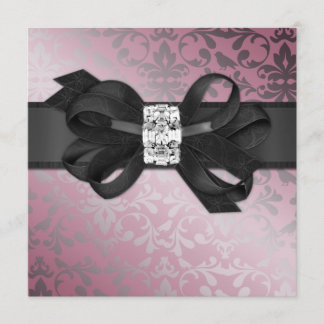 Elegante rosa und silberne laden mit Diamant-Bogen Einladung