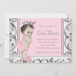 Elegante Rosa und Silver Baby Dusche Einladung