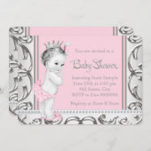 Elegante Rosa und Silver Baby Dusche Einladung (Vorne/Hinten)