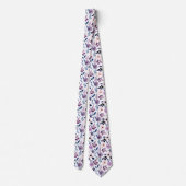 Elegante rosa und violette Blumenmuster Krawatte (Rückseite)