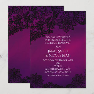 Elegante rosa und violette Hochzeitseinladung mit  Einladung