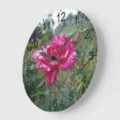 Elegante rosa und weiß gestreifte Rose, Wall-Uhr Große Wanduhr (Winkel)