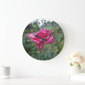Elegante rosa und weiß gestreifte Rose, Wall-Uhr Große Wanduhr (Zuhause)