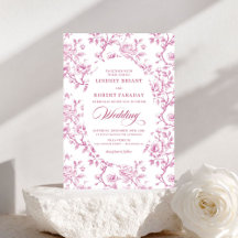 Elegante rosa und weiße florale Toile-Hochzeitsein