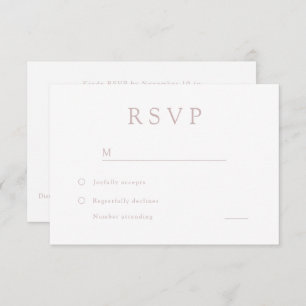 Elegante, rosa und weiße Hochzeit RSVP Karte
