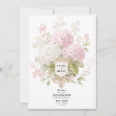 Elegante rosa und weiße Hortensien Goldene Hochzei Einladung (Vorderseite)