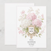 Elegante rosa und weiße Hortensien Goldene Hochzei Einladung (Vorne/Hinten)