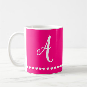 Elegante rosa und weiße Monogramm erste Kaffee-Tas Kaffeetasse