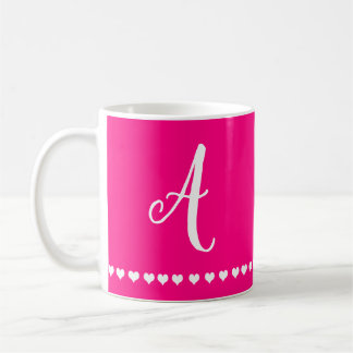 Elegante rosa und weiße Monogramm erste Kaffee-Tas Kaffeetasse