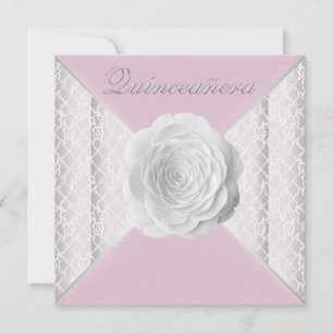 Elegante rosa und weiße Rose Quinceanera Einladung