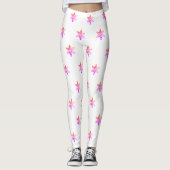 Elegante Rosa und weiße Schneeflocken Weihnachten Leggings (Vorderseite)