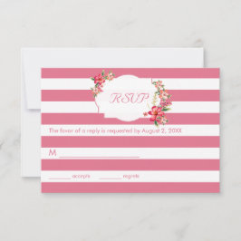 Elegante rosa und weiße Streifen mit Bouquet- UAWG RSVP Karte