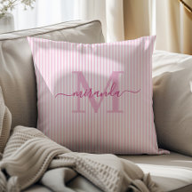 Elegante rosa und weiße Streifen mit Monogramm-Nam