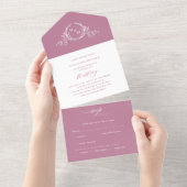 Elegante Rosa- und Weißmonographie All In One Einladung (Abreißen)