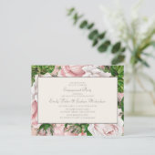Elegante Rosa Verlobung mit Blumen und Creme Postkarte (Stehend Vorderseite)