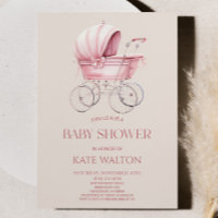 Elegante, rosa Vintage Baby Carriage Baby Shower