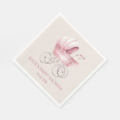 Elegante, rosa Vintage Baby Carriage Baby Shower Serviette (Ecke)