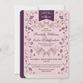 Elegante rosa Vintage Buchdecke Hochzeit Einladung (Vorderseite)