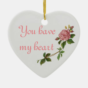 Elegante rosa Vintage Rose, anpassbarer Text Keramik Ornament
