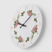 Elegante rosa Vintage Rose Große Wanduhr (Winkel)
