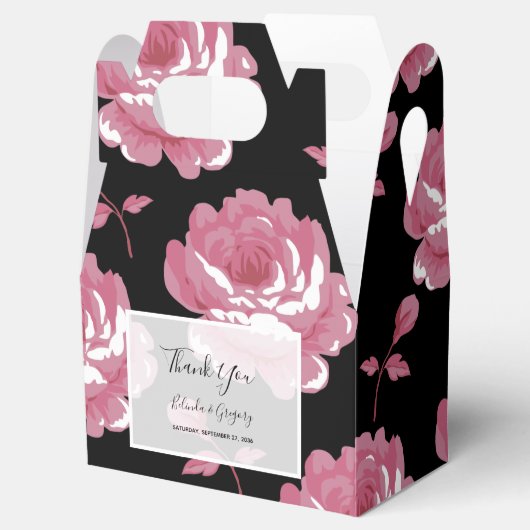 Elegante, rosa Vintage Rose Hochzeit Geschenkschachtel (Geöffnet)