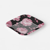 Elegante, rosa Vintage Rose Hochzeit Pappteller (Gewinkelt)