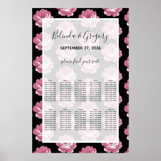 Elegante, rosa Vintage Rose Hochzeitsstift Poster (Vorne)