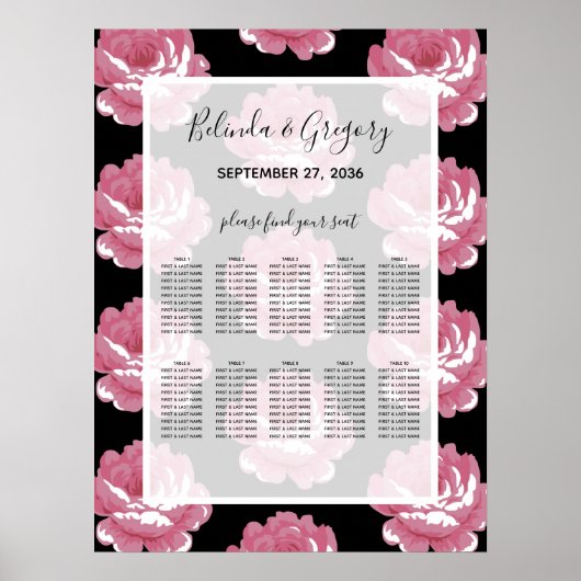 Elegante, rosa Vintage Rose Hochzeitsstift Poster (Vorne)