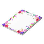 Elegante Rosa violette Blumen Personalisiert Notizblock (Rotiert)